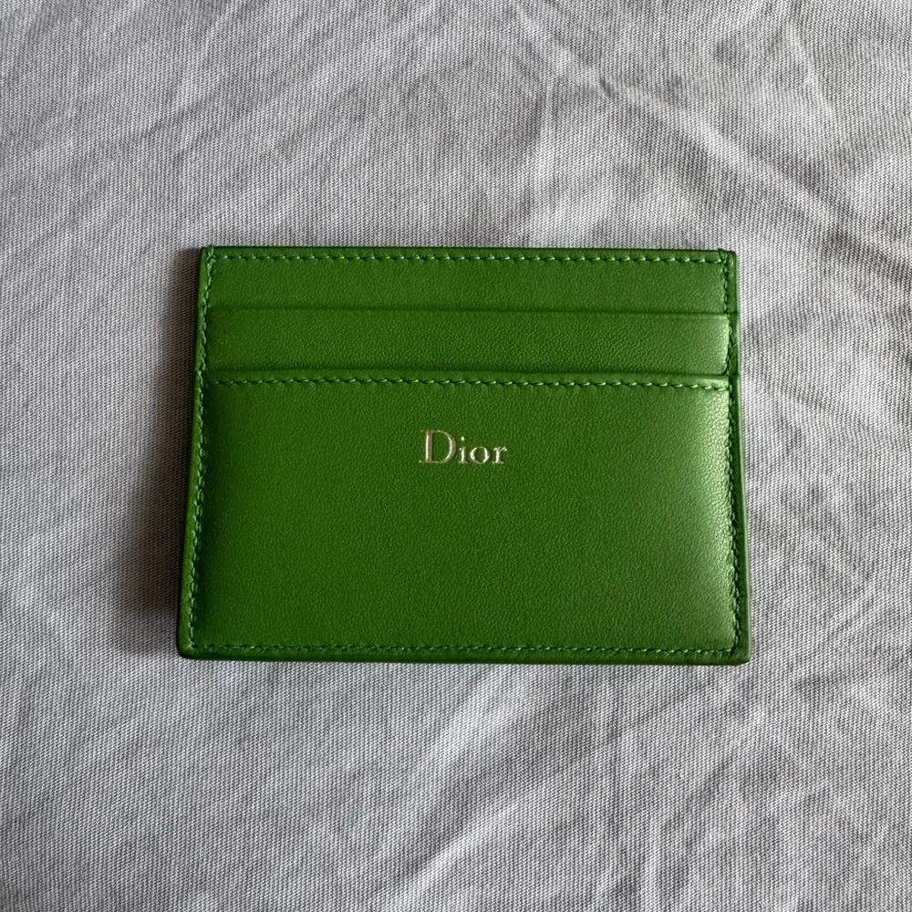 Dior Green Quilted Clover Card Holder with Ladybug Detail (Limited Edition)